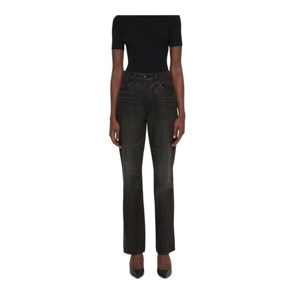 NWT RAG & BONE Alex High Rise Straight Leg Jeans Worn Black Coated Size 28 - Picture 6 of 8